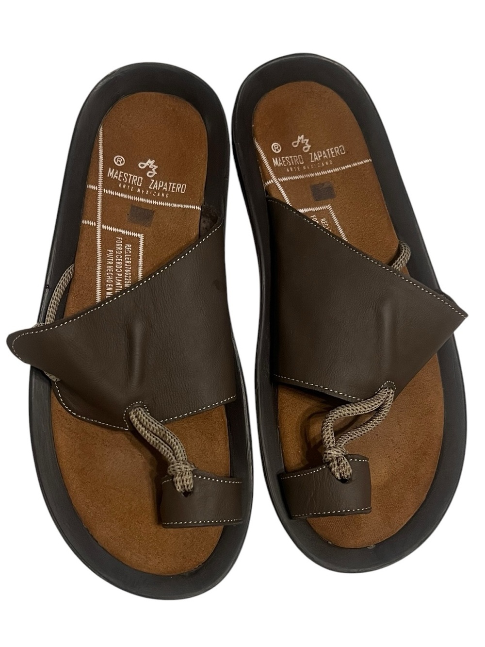 Maestro Zapatero Mexican Handcrafted Leather Toe Loop Slide Sandals 26MX